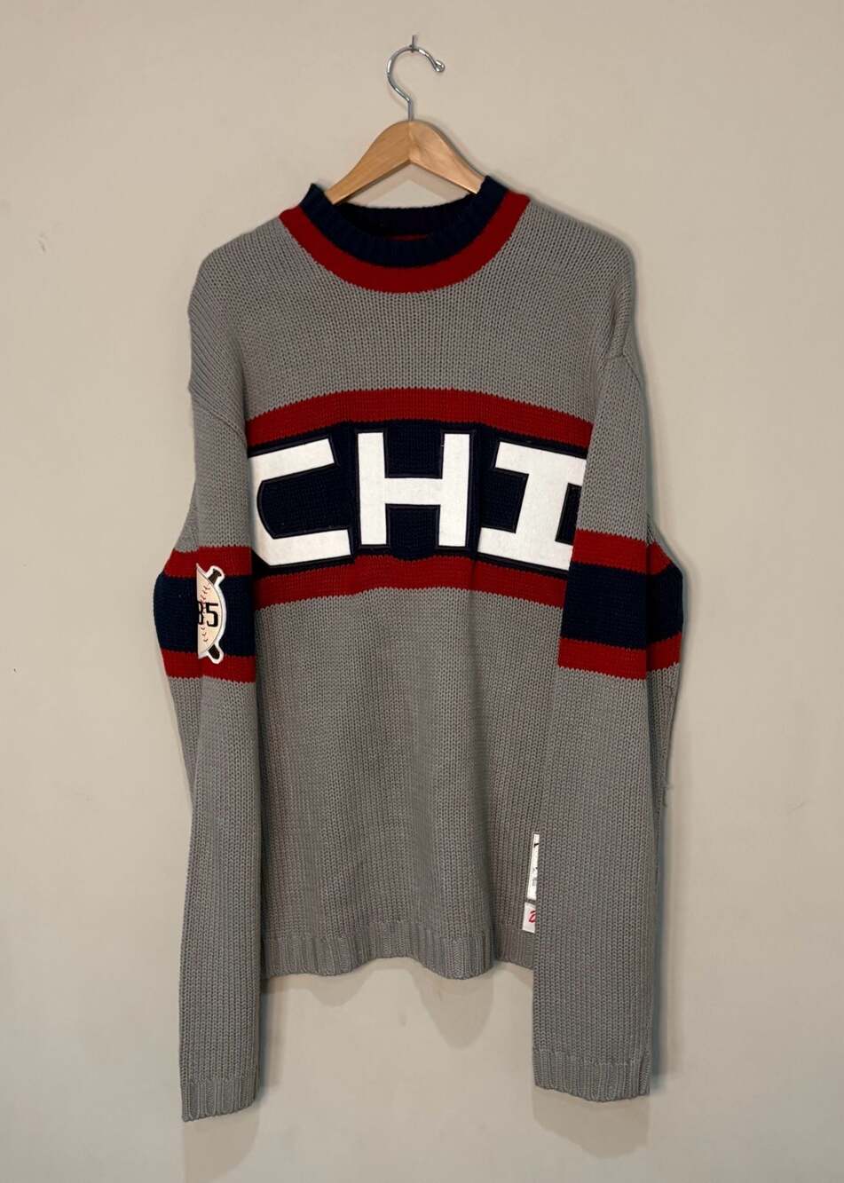 Deeply Rooted CHI Varsity Graphic Knit Sweater Baseball 1985 Patch